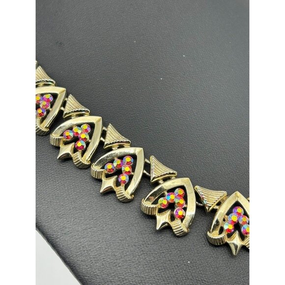 Vintage STAR Necklace & Earrings Set, Gold-Tone, w/Aurora Borealis Rhinestones-- - Picture 5 of 15